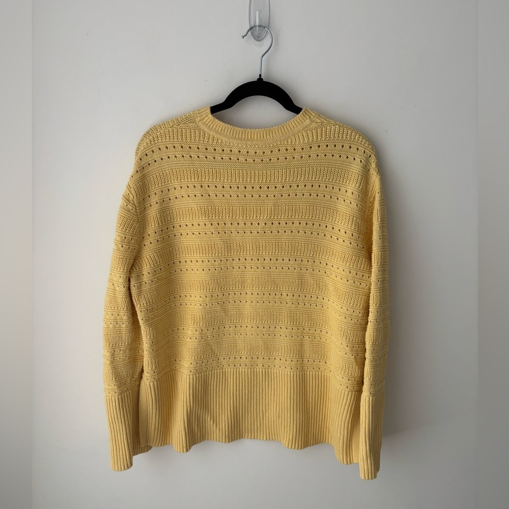 GAP Butter Yellow Textured cotton Knit Sweater Crewneck Pullover - Picture 6 of 7